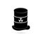 Black Radioactive green slime icon or logo, Barrel with spilled liquid