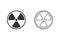 Black Radioactive line icon set isolated on white background. Radioactive toxic symbol.