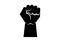 Black raised hand with clenched fist icon vector