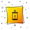 Black Ramadan Kareem lantern icon isolated on white background. Yellow square button. Vector