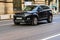 Black Range Rover  in motion in traffic of downtown of Bucharest, Romania, 2020