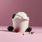 ,black raspberries and vanilla ice cream - generative Ai illustration