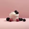 ,black raspberries and vanilla ice cream - generative Ai illustration