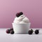 ,black raspberries and vanilla ice cream - generative Ai illustration