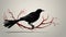 Black Raven Bird On Branch: Nightmarish Illustrations And Haunting Shadows