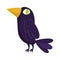 Black raven bird green eye cartoon isolated icon