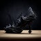 Black Rayon Texture 3d Printed Fantasy Shoe