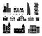 Black real estate | houses | buildings icon set