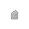 Black real estate logo with a house maze symbol