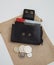 Black real leather small wallet for coins and credit cards