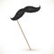 Black realistic vector mustaches on stick