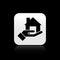 Black Realtor icon isolated on black background. Buying house. Silver square button. Vector