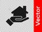 Black Realtor icon isolated on transparent background. Buying house. Vector Illustration