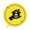 Black Realtor icon isolated on white background. Buying house. Yellow speech bubble symbol. Vector