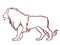 Black and red graceful Lion contour