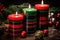 black, red, and green banded candles for the kinara