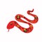 Black and red Khokhloma painting snake viper boho, vintage, illustration