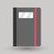 Black and red leather notebook, note, book, report, journal vector illustration icon in flat design style