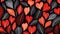 A black and red pattern with hearts, AI