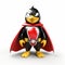 Black And Red Penguin Superhero With Strong Facial Expression