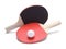 Black and Red Ping Pong Paddles and Ball