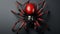 A black and red spider with a red mesh on its head
