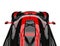 Black and red sports race super car - overhead camera view