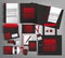 Black and red trendy corporate identity template design.