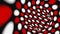 Black, red and white psychedelic optical illusion. Abstract hypnotic animated background. Polka dot geometric looping wallpaper