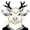 Black reindeer on a white background. Animals line art. Logo design, for use in graphics, pattern for t-shirts.