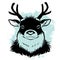 Black reindeer on a white background. Animals line art. Logo design, for use in graphics, pattern for t-shirts.