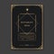 Black restaurant menu design with premium gold frame pattern. Elegant luxury cover template for creative cafe menu