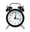 Black retro alarm clock, classic watches with bells