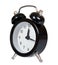 Black retro alarm clock, classic watches with bells