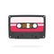 Black retro audio cassette in flat style