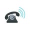 Black retro phone ringing icon, flat style