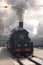 Black retro steam locomotive