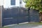 Black retro vintage metal house portal and single door of classic house