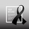 Black ribbon around white frame and simple text for funeral vector design