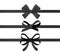 Black ribbon bows. Silk ribbons with decorative bow gift decoration collection. Realistic elegant festive tape for black