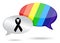 black ribbon message. pride rainbow flag.