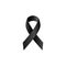 Black ribbon, mourning symbol simple isolated vector icon.