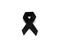 Black ribbon for mourning on white background