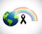 black ribbon rainbow flag and planet.