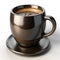 Black Rich cup of coffee, 3D illustration.