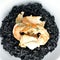 black risotto with chicken and shrimps