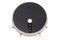 Black robot vacuum cleaner on white