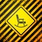 Black Rocking chair icon isolated on yellow background. Warning sign. Vector