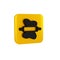 Black Rolling pin on dough icon isolated on transparent background. Yellow square button.