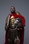 Black roman soldier with sword on his shoulder